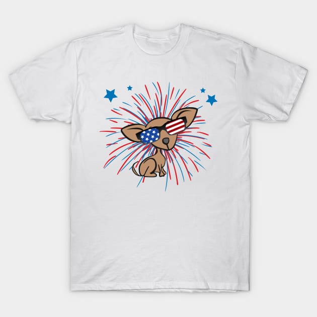 Chiweenie Fireworks Independence Day T-Shirt by ScottsRed